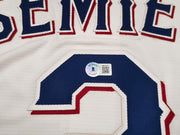 Texas Rangers Marcus Semien Autographed White Nike Jersey Size XXL "23 WS Champs" Beckett BAS Witness Stock #252435