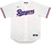 Texas Rangers Evan Carter Autographed White Nike Jersey Size M "23 WS Champs" Beckett BAS Witness Stock #252436