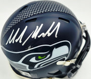 Mike Macdonald Autographed Seattle Seahawks Blue Super Bowl LX Champions Logo Speed Mini Helmet Beckett BAS Witness Stock #267798