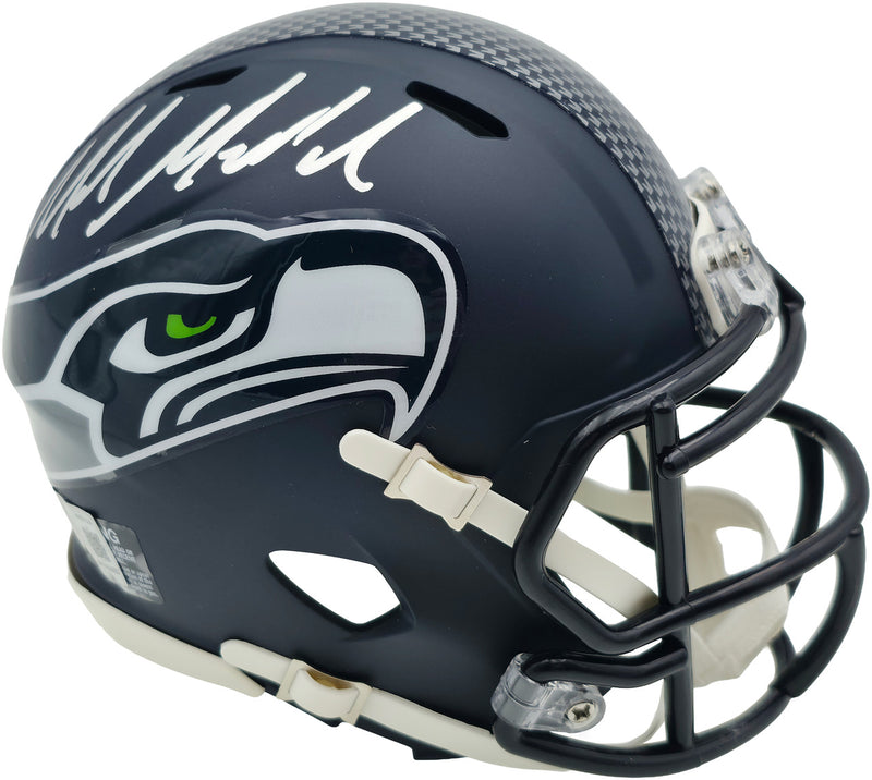 Mike Macdonald Autographed Seattle Seahawks Blue Speed Mini Helmet Beckett BAS Witness Stock #267799
