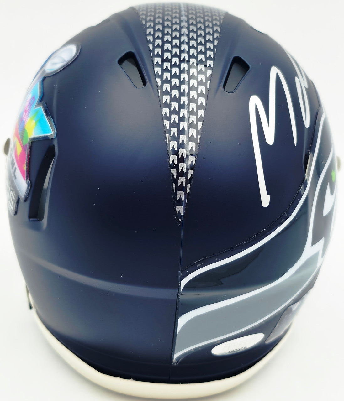 Michael Dickson Autographed Seattle Seahawks Blue Super Bowl LX Champions Logo Speed Mini Helmet MCS Holo Stock #267840