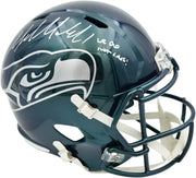 Mike Macdonald Autographed Seattle Seahawks Rivalries Full Size Speed Replica Helmet "We Did Not Care!" Beckett BAS Witness Stock #267790