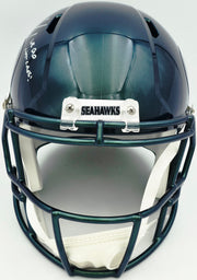 Mike Macdonald Autographed Seattle Seahawks Rivalries Full Size Speed Replica Helmet "We Did Not Care!" Beckett BAS Witness Stock #267790