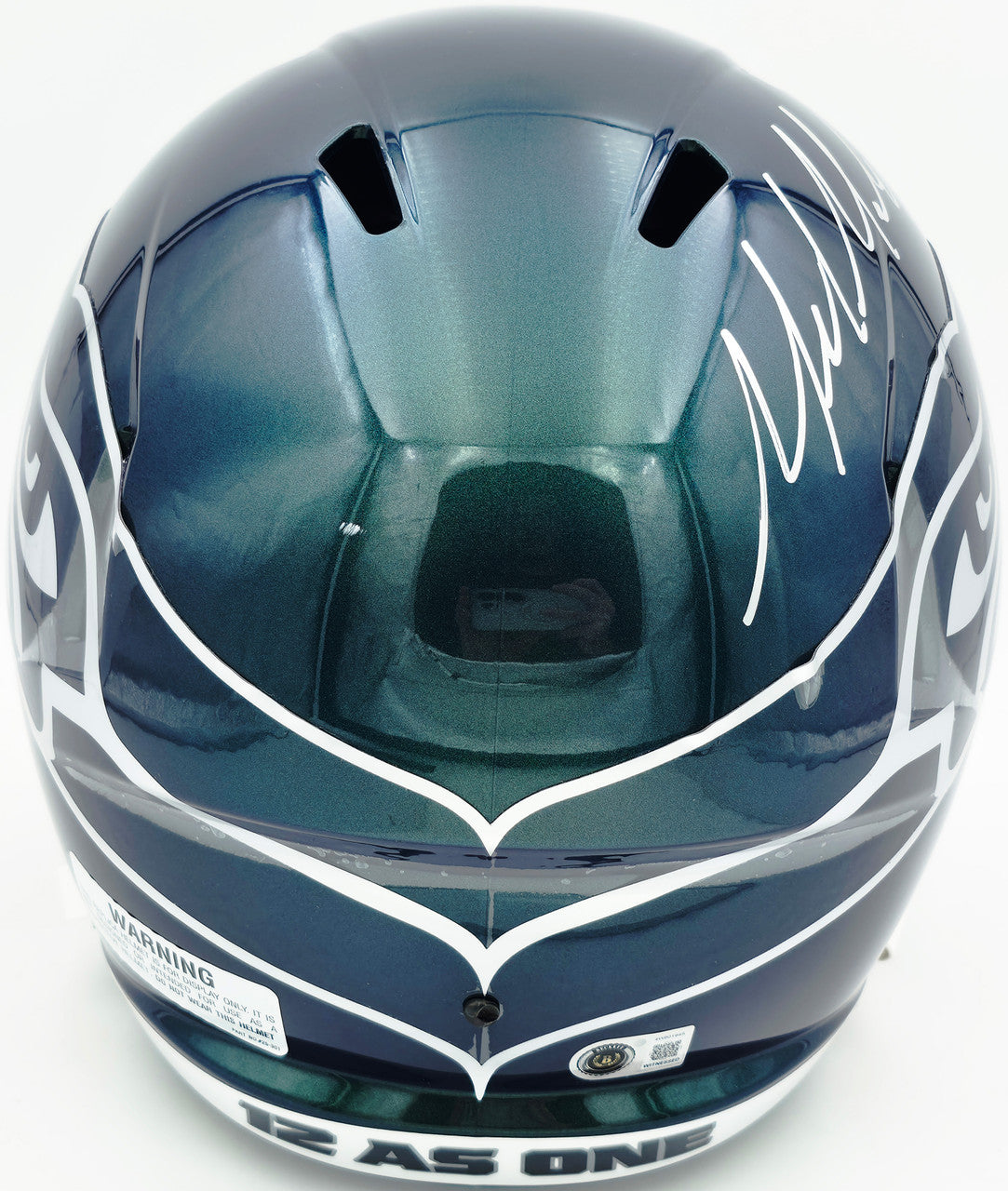 Mike Macdonald Autographed Seattle Seahawks Rivalries Full Size Speed Replica Helmet "We Did Not Care!" Beckett BAS Witness Stock #267790