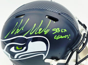 Mike Macdonald Autographed Seattle Seahawks Blue Super Bowl LX Champions Logo Full Size Speed Authentic Helmet "SB LX Champs!" Beckett BAS Witness Stock #267792