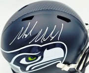 Mike Macdonald Autographed Seattle Seahawks Blue Super Bowl LX Champions Logo Full Size Speed Replica Helmet Beckett BAS Witness Stock #267793