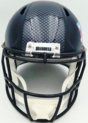 Mike Macdonald Autographed Seattle Seahawks Blue Super Bowl LX Champions Logo Full Size Speed Replica Helmet Beckett BAS Witness Stock #267793