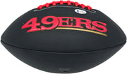Joe Montana Autographed Black Rawlings San Francisco 49ers Logo Football (Smudged) Beckett BAS Witness Stock #267648
