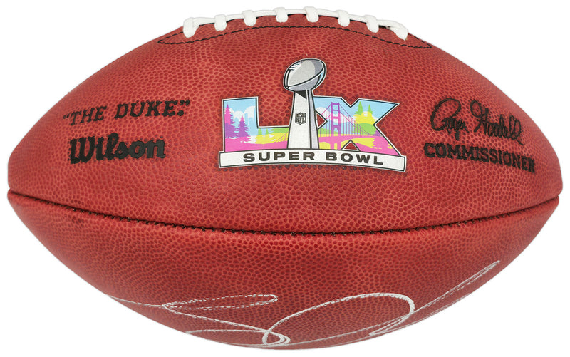 Sam Darnold Autographed Seattle Seahawks Official Super Bowl LX Logo Leather Football Beckett BAS Witness Stock #267770