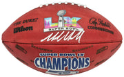 Mike Macdonald Autographed Official Super Bowl LX Commemorative Leather Football Seattle Seahawks Beckett BAS Witness Stock #267794
