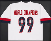 1999 Team USA Women's Soccer World Cup Champions Autographed Framed White Jersey With 8 Signatures Including Hamm & Chastain Beckett BAS Witness Stock #265406