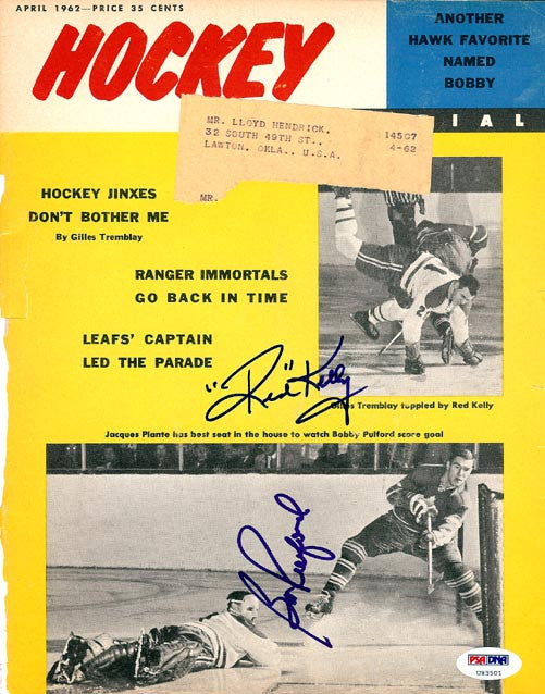 Red Kelly & Bobby Pulford Autographed Hockey Pictorial Magazine Cover Toronto Maple Leafs PSA/DNA #U93501