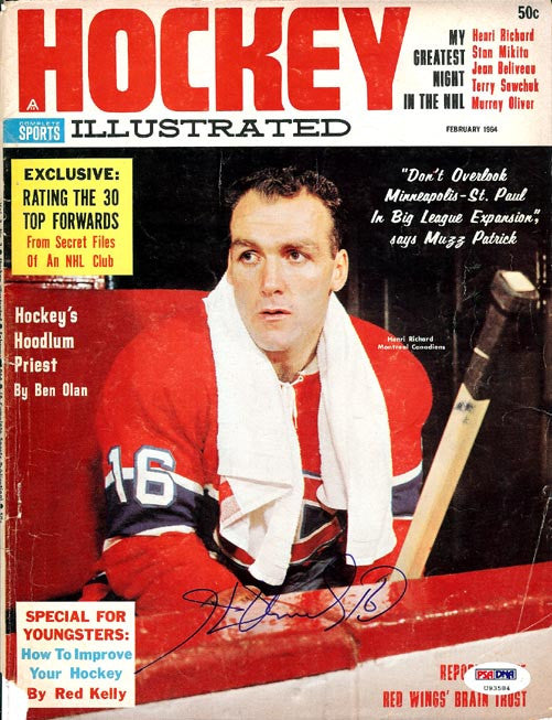 Henri Richard Autographed Hockey Illustrated Magazine Cover Montreal Canadiens PSA/DNA #U93584