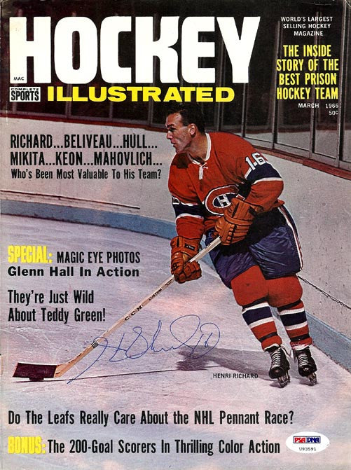 Henri Richard Autographed Hockey Illustrated Magazine Cover Montreal Canadiens PSA/DNA #U93591
