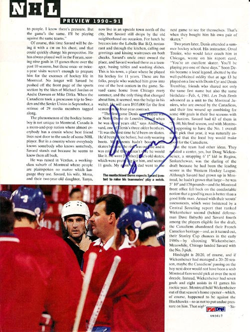Denis Savard Autographed Magazine Page Photo Montreal Canadiens PSA/DNA #U93617