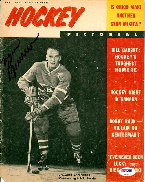 Jacques Laperriere Autographed Hockey Pictorial Magazine Cover Montreal Canadiens PSA/DNA #U93637