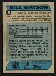 Bill Watson Autographed 1986-87 Topps Rookie Card #151 Chicago Blackhawks SKU #152009