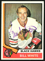 Bill White Autographed 1974-75 Topps Card #90 Chicago Blackhawks SKU #150089