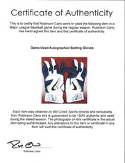 Robinson Cano Autographed Pair of Game Used Nike Batting Gloves with Signed Certificate SKU #113654