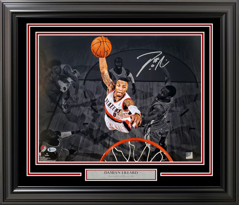 Damian Lillard Autographed Framed 16x20 Photo Portland Trail Blazers Beckett BAS Stock #197156