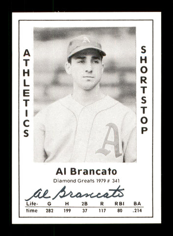 Al Brancato Autographed 1979 Diamond Greats Card #341 Philadelphia A's SKU #171373