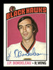 J.P. Bordeleau Autographed 1976-77 Topps Card #208 Chicago Blackhawks (Smear) SKU #183103