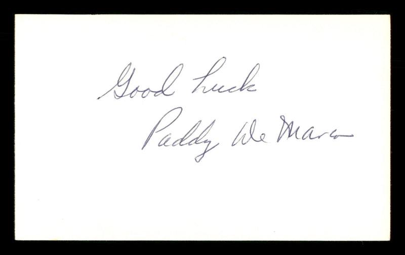 Paddy DeMarco Autographed 3x5 Index Card "Good Luck" SKU #186882