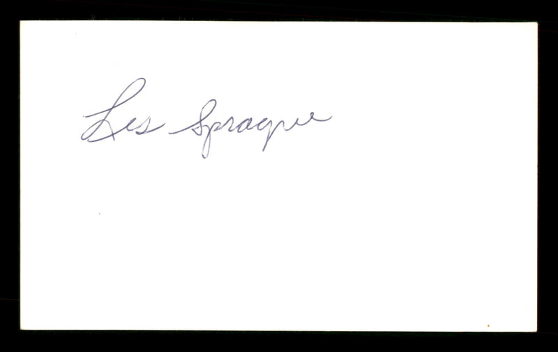 Les Sprague Autographed 3x5 Index Card SKU #186896