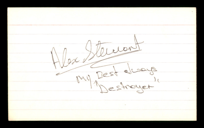 Alex Stewart Autographed 3x5 Index Card "Destroyer" SKU #186917