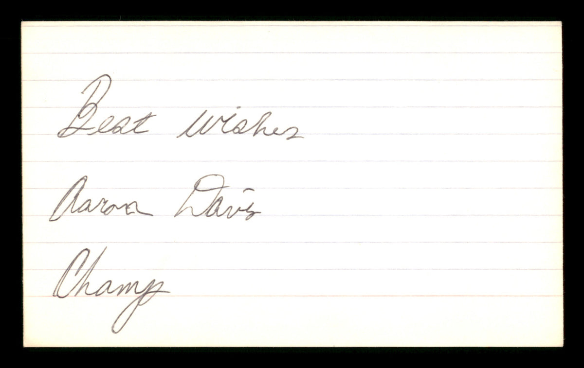 Aaron Davis Autographed 3x5 Index Card "Best Wishes" SKU #186918