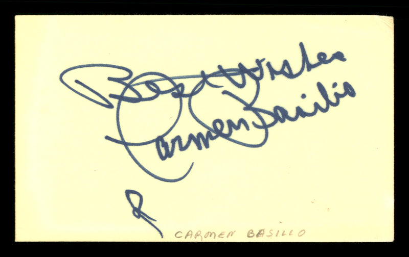 Carmen Basilio Autographed 3x5 Index Card "Best Wishes" SKU #186948