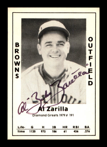 Al "Zeke" Zarilla Autographed 1979 Diamond Greats Card #191 St. Louis Browns SKU #188803