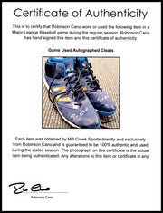 Robinson Cano Autographed Pair of Game Used Blue, Gold & Teal New Balance Revlite Cleats Seattle Mariners PSA/DNA #7A96537 & 7A96538