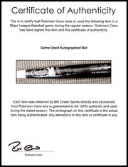 Robinson Cano Autographed Game Used Black Louisville Slugger TPX M9 Baseball Bat New York Yankees "Game Used" PSA/DNA #6A93974
