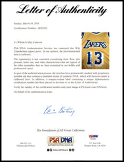 Los Angeles Lakers Wilt Chamberlain Autographed Framed Yellow Champion Jersey PSA/DNA #AE02265