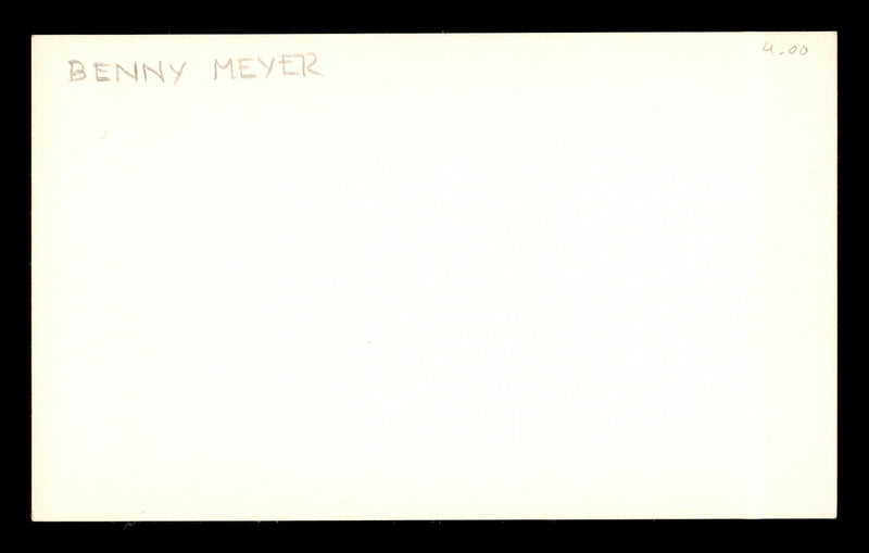 Benny Meyer Autographed 3x5 Index Card Brooklyn Dodgers "Best Wishes Kiyoshi" SKU #174057