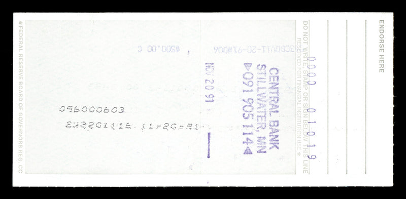 Max McGee Autographed 2.75x6 Check Green Bay Packers SKU #174020