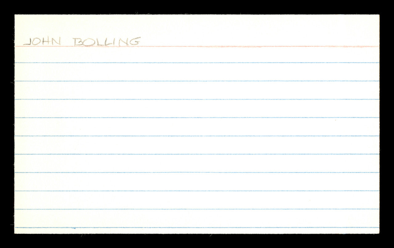 John Bolling Autographed 3x5 Index Card Philadelphia Phillies SKU #174091