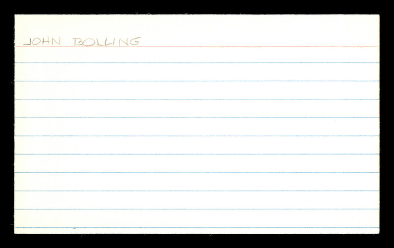 John Bolling Autographed 3x5 Index Card Philadelphia Phillies SKU #174091