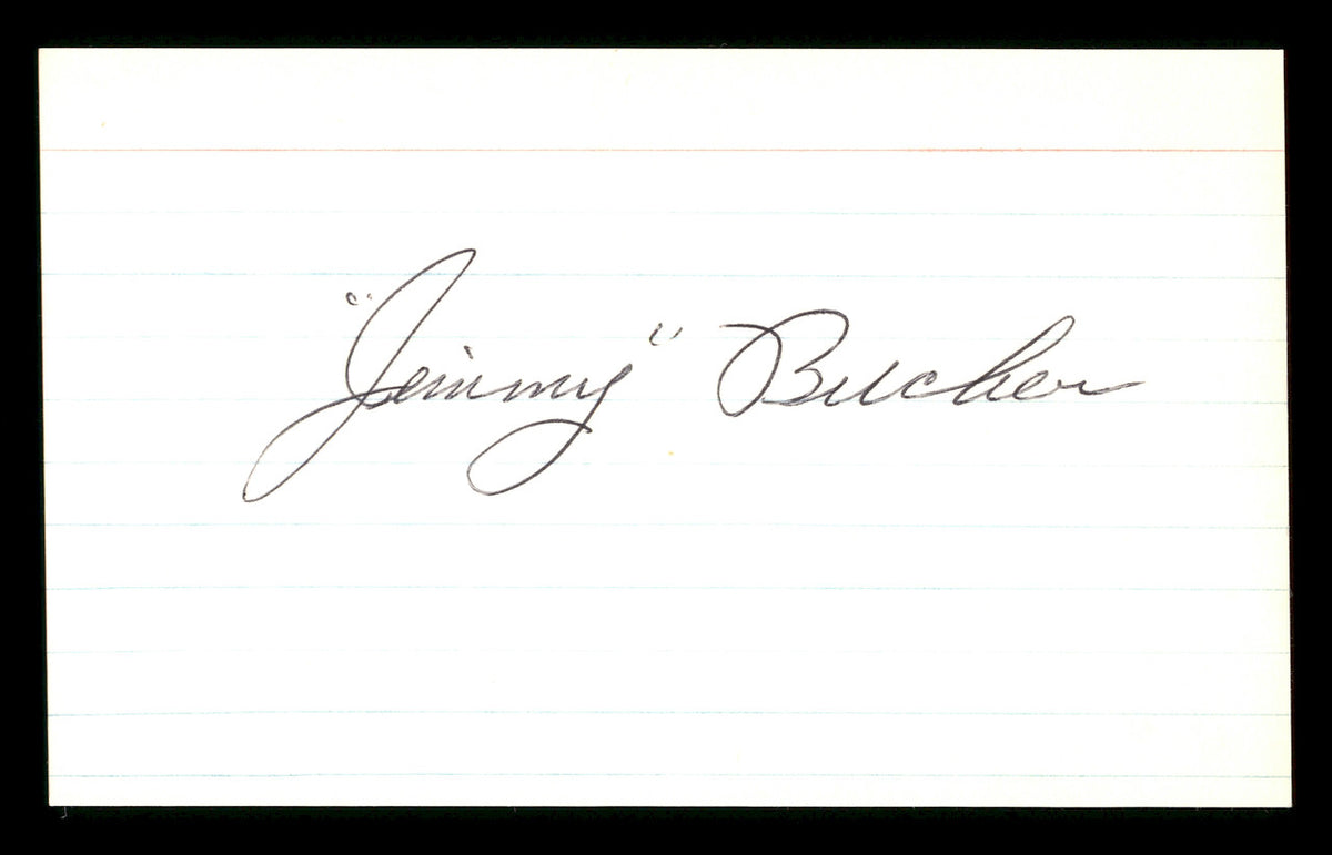 Jim Jimmy Bucher Autographed 3x5 Index Card Brooklyn Dodgers SKU #174094