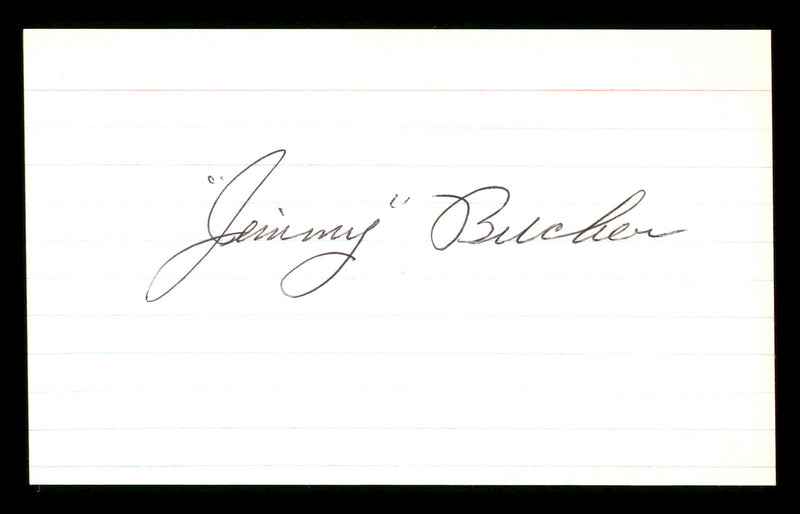 Jim Jimmy Bucher Autographed 3x5 Index Card Brooklyn Dodgers SKU #174094