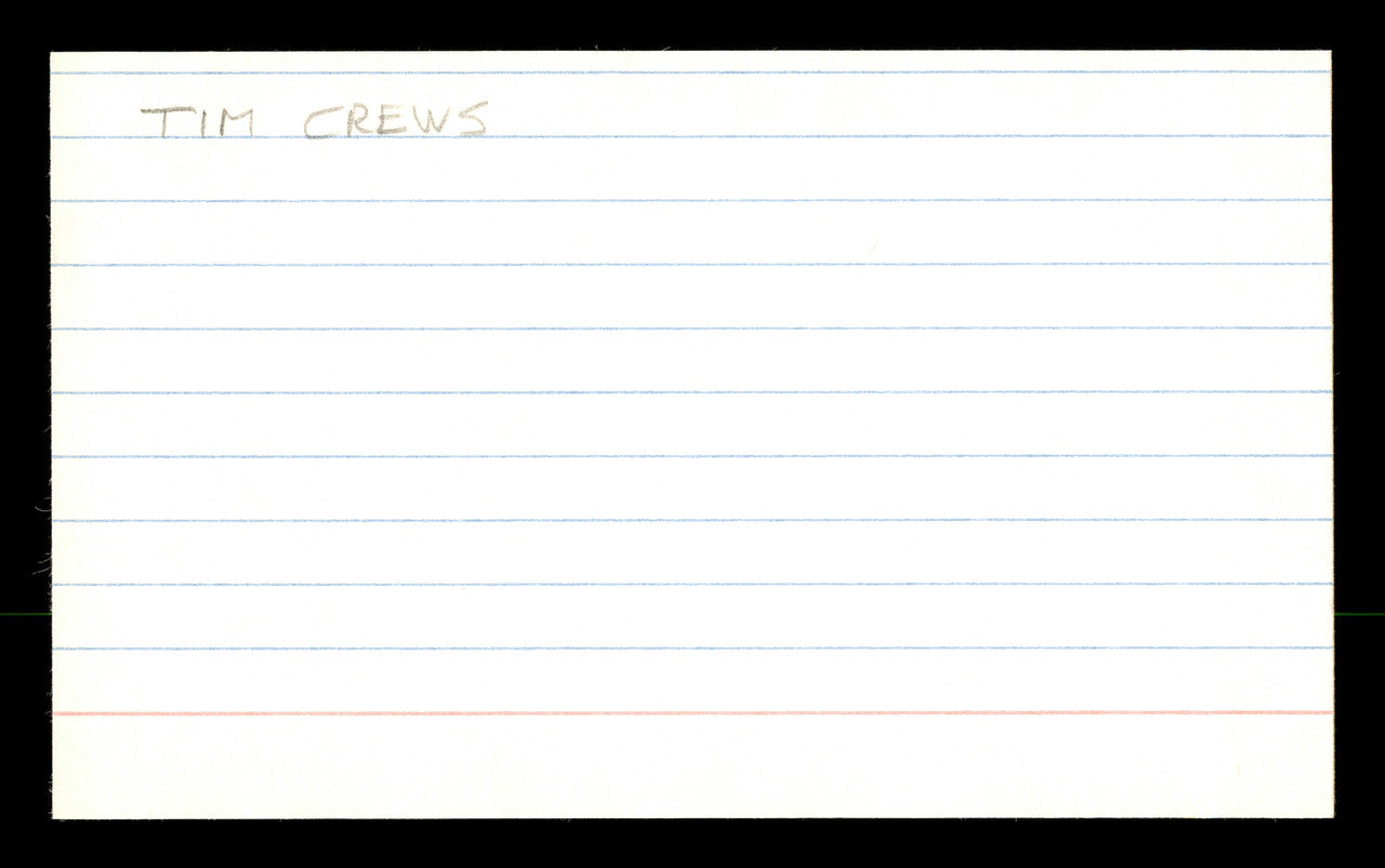 Tim Crews Autographed 3x5 Index Card Los Angeles Dodgers SKU #174114