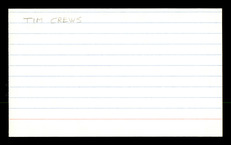 Tim Crews Autographed 3x5 Index Card Los Angeles Dodgers SKU #174114