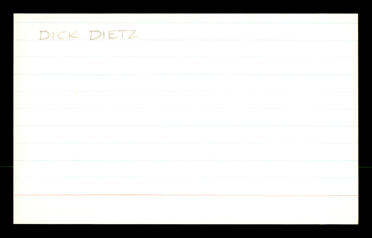 Dick Dietz Autographed 3x5 Index Card San Francisco Giants "Best Wishes " SKU #174127