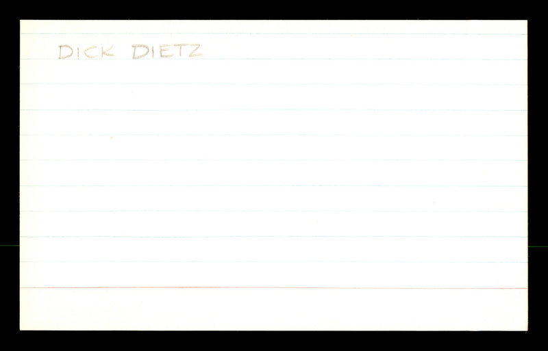 Dick Dietz Autographed 3x5 Index Card San Francisco Giants "Best Wishes " SKU #174127