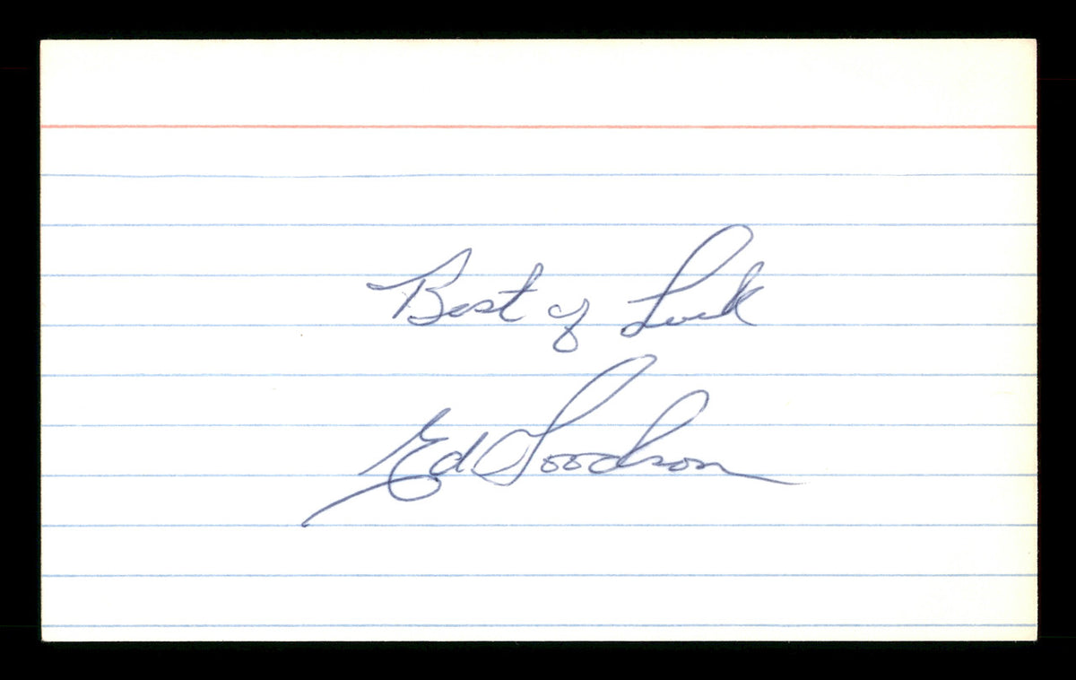 Ed Goodson Autographed 3x5 Index Card San Francisco Giants, Los Angeles Dodgers "Best of Luck" SKU #174150