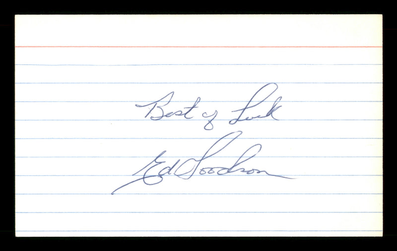 Ed Goodson Autographed 3x5 Index Card San Francisco Giants, Los Angeles Dodgers "Best of Luck" SKU #174150