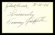 Tommy Griffith Autographed 3x5 Index Card Brooklyn Dodgers "Good Luck" SKU #174152