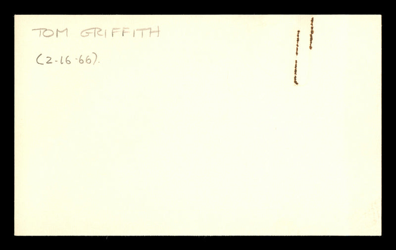 Tommy Griffith Autographed 3x5 Index Card Brooklyn Dodgers "Good Luck" SKU #174152