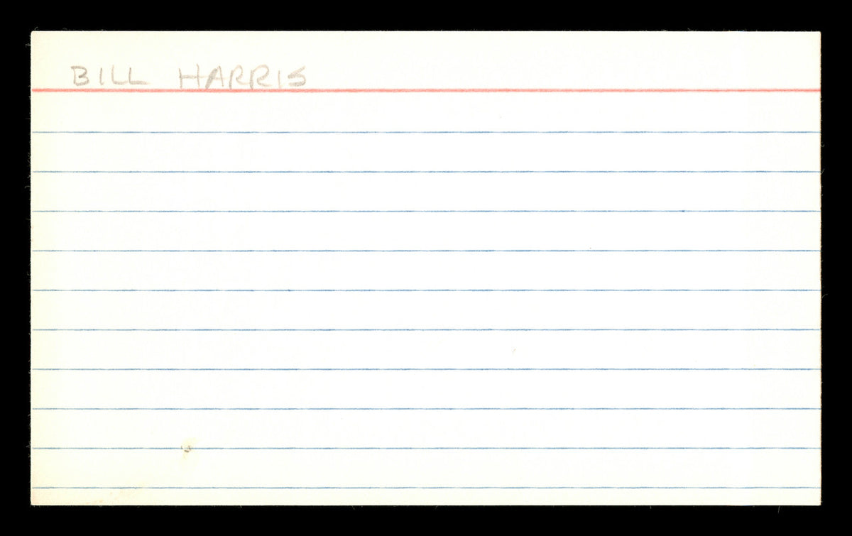 Bill Harris Autographed 3x5 Index Card Los Angeles Dodgers SKU #174156